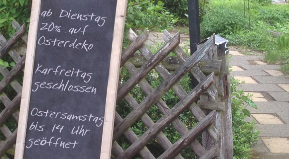 Öffnungszeiten über Ostern